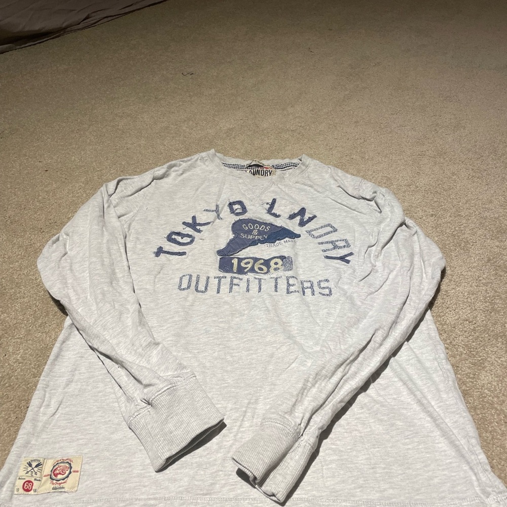 Mizuno Gray Long Sleeve Shirt with Blue Print